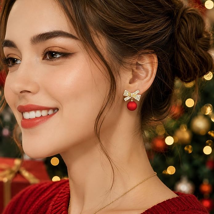 Red Ball Earrings Women & Girls